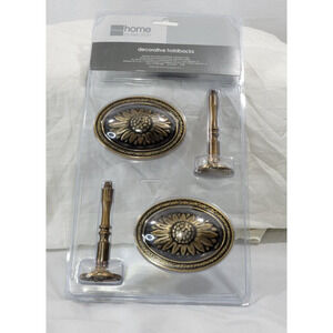 JcPenney Home Collection Decorative Holdbacks Antique Look Gold Sunflower NEW